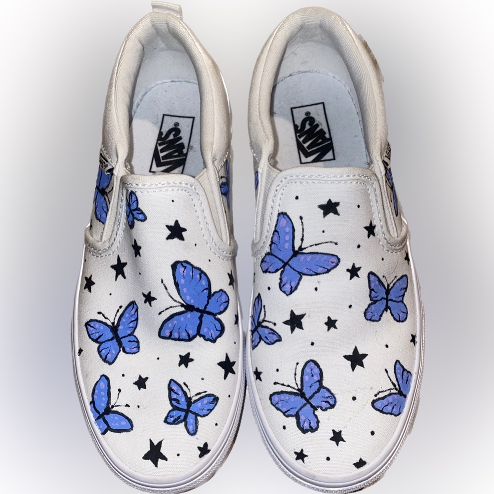 Vans painted butterfly classic slip